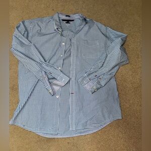 Tommy Hilfiger Men's Blue and White Checkered Shirt